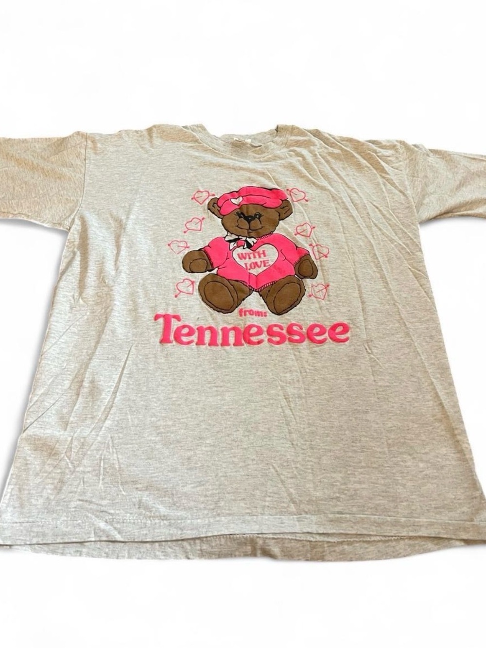 Women’s 90s With Love From Tennessee Cute Bear Gray Shirt Size XL